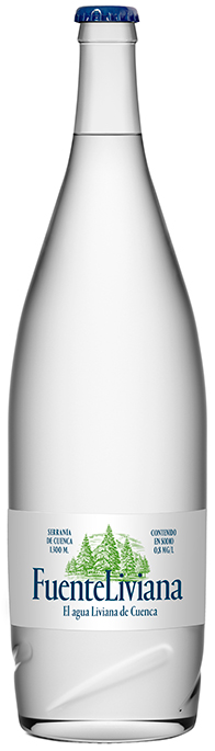 Botella cristal de agua mineral Fuente Liviana de 1 L