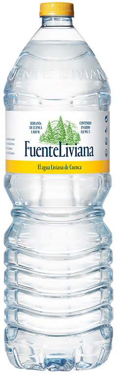 Botella de plástico de agua mineral Fuente Liviana de 2 L