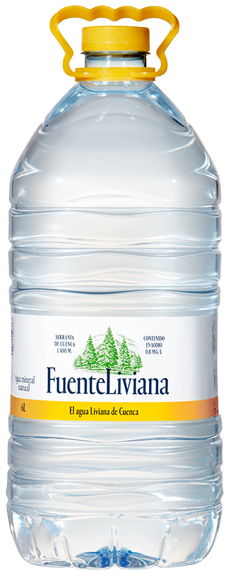 Botella de plástico de agua mineral Fuente Liviana de 6 L